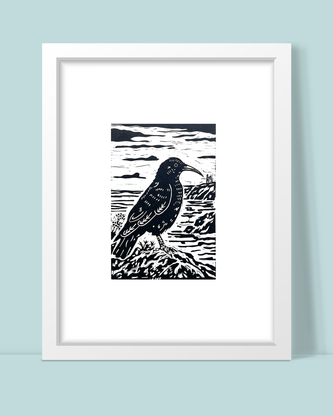 New Cornish Chough Lino Print